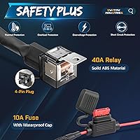 Vista 3 de Arnés de cableado de nailon con 2 cables de 12 V, 40 A, relé de 10 A, cable de alambre para barras de luz LED, luces antiniebla, luces de trabajo