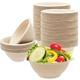 100 Pack 8oz Compostable Paper Bowls,Heavy-Duty Disposable Natural Bagasse Bowls,Biodegradable Soup Bowls,Eco-Friendly,Heat Resistant,for Ice Cream,Salad,Soup,Snack,Dessert,Pasta,Hot or Cold Use