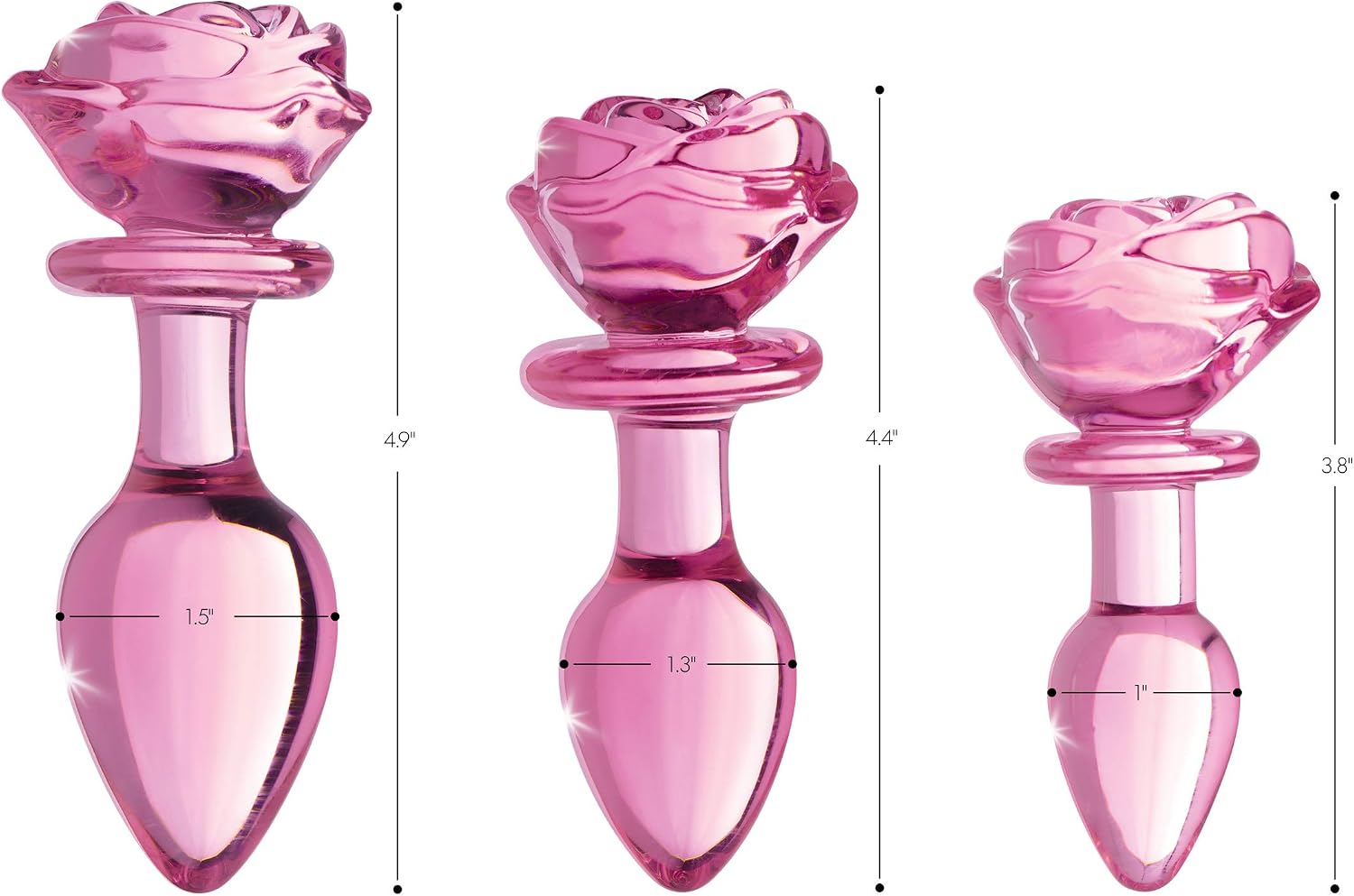 Pink Rose Glass Anal Plug - Medium