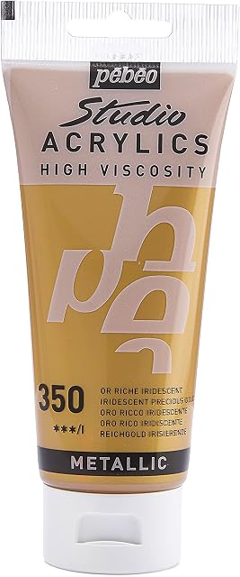Pebeo 832-350 100 ml Studio Acrylic Paint, Iridescent Rich Gold