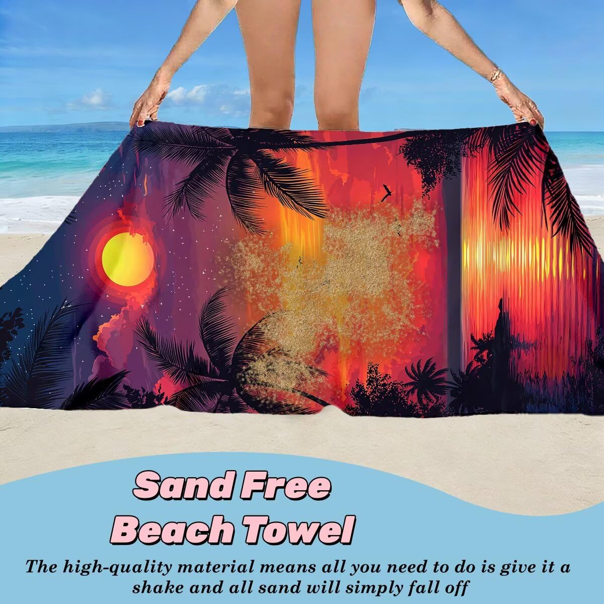 Toalla Playa 90x200 cm, Toalla Gimnasio Microfibra Secado Rapido, Juego de 2 Antiarena Toallas de Playa, Ligera Compacta Toallas Microfibra Grande para Viaje, Regalo Hombre Mujer (Paisaje) -5109