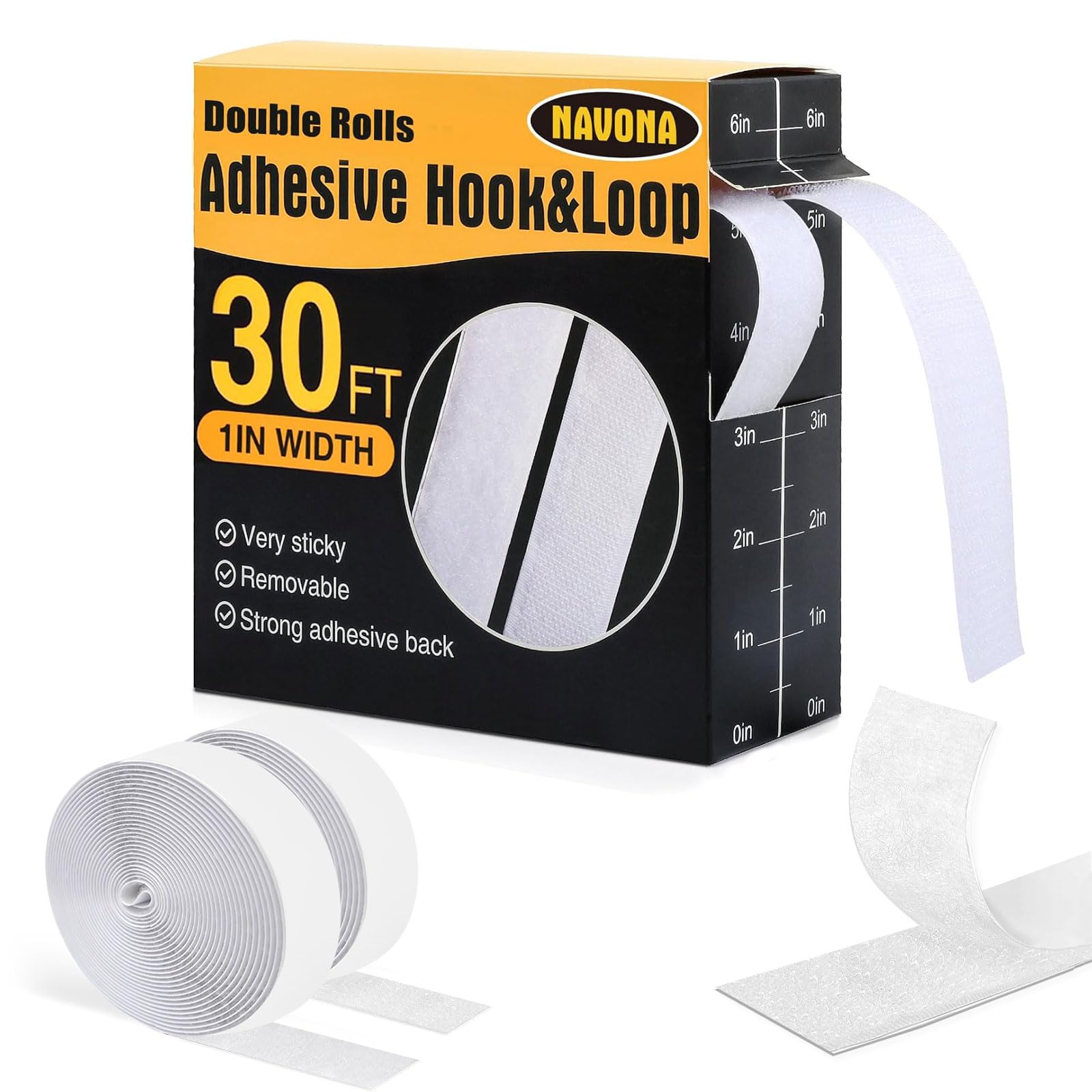 Nastro in Velcro Autoadesivo 9m × 25mm Nastro Biadesivo Extra Forte Chiusura in Velcro per Incollare Velcro Adesivo Autoadesivo per Equipaggiamento di Camper Tappeto Zanzariera (Bianco)
