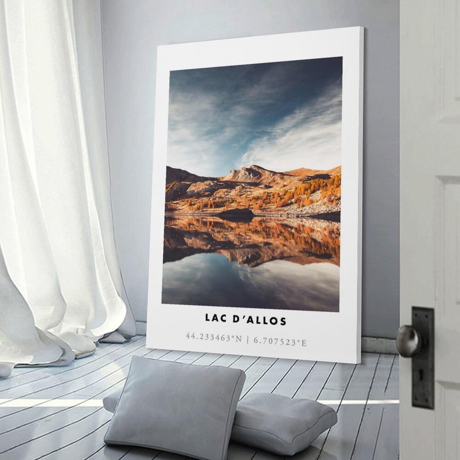 Junmoney Lac DAllos Mountain Lake Decorative Canvas Print, 12x18inch(30x45cm), for Study, Office Or Focused Interiors, Canvas Wall Decor for Creative Rooms
