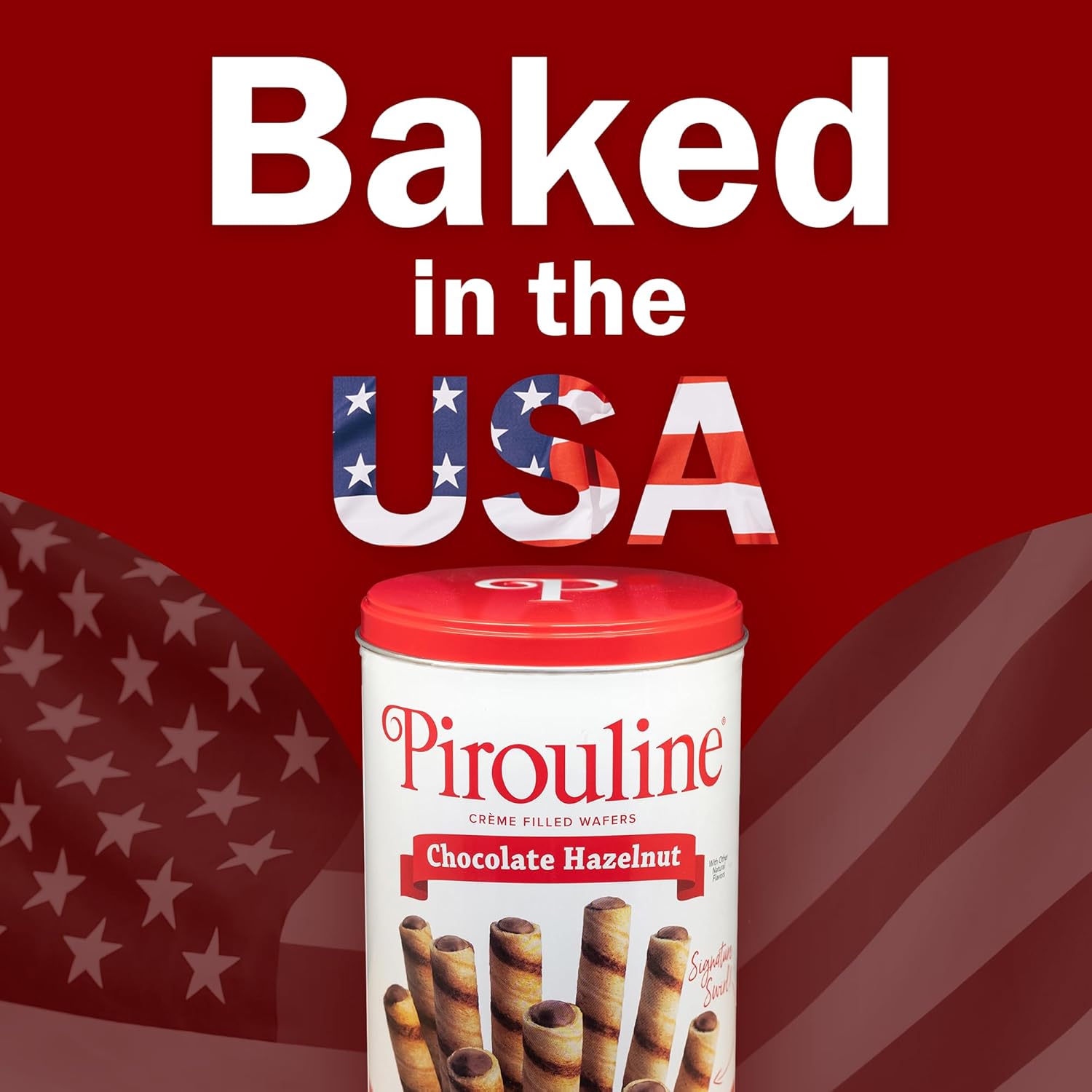 Pirouline Rolled Wafers – Chocolate Hazelnut – Rolled Wafer Sticks Bundled with Serving Tongs, Crème Filled Wafers for Coffee, Tea, Ice Cream, Snacks, Parties, Gifts, and More – 14oz Tin 6pk