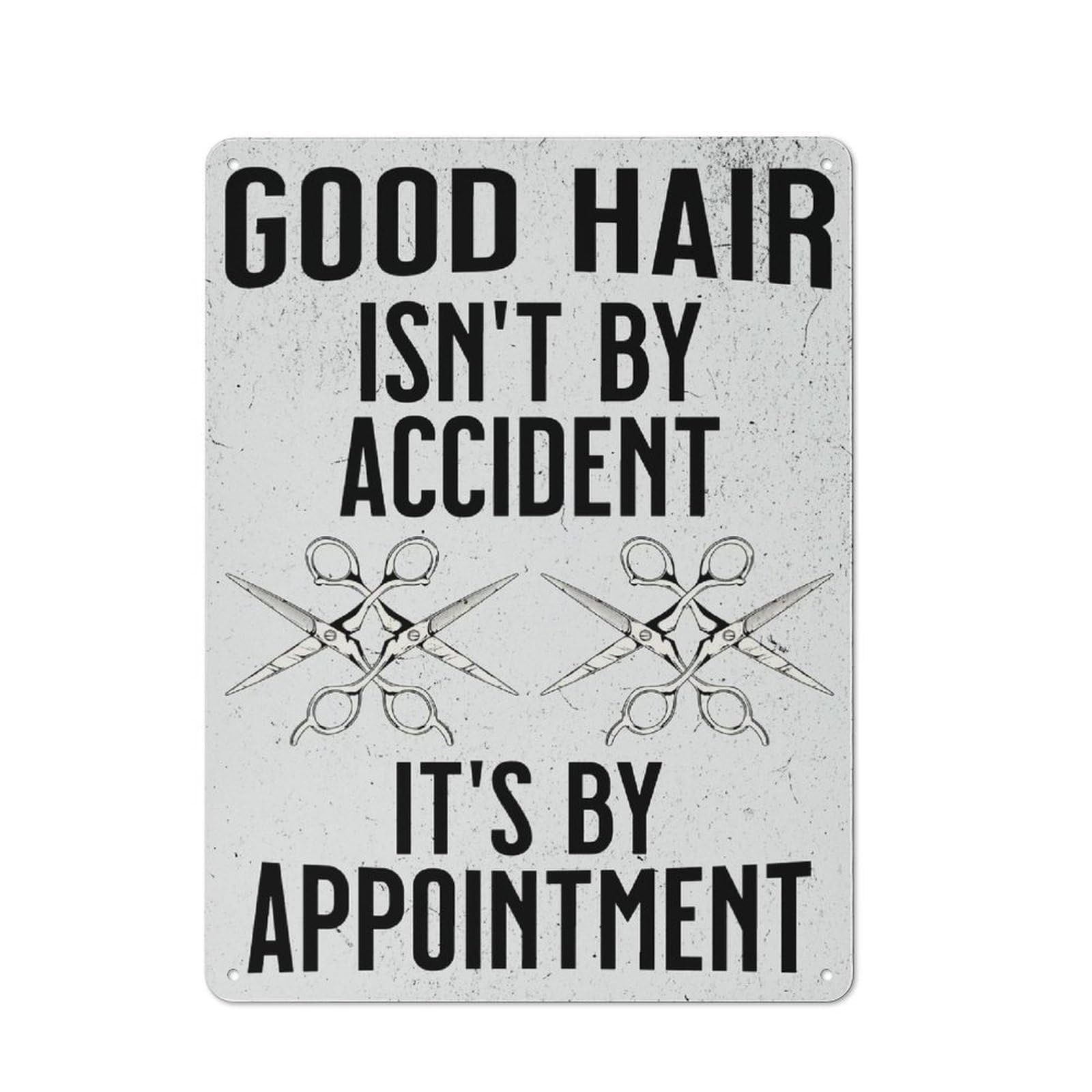 Vintage GOOD HAIR SCISSOR DOUBLE Metal Plaque 40x30cm, Bistro Wall Plaque for Coffee Bar, Kitchen, Bistro Or Tea Corner