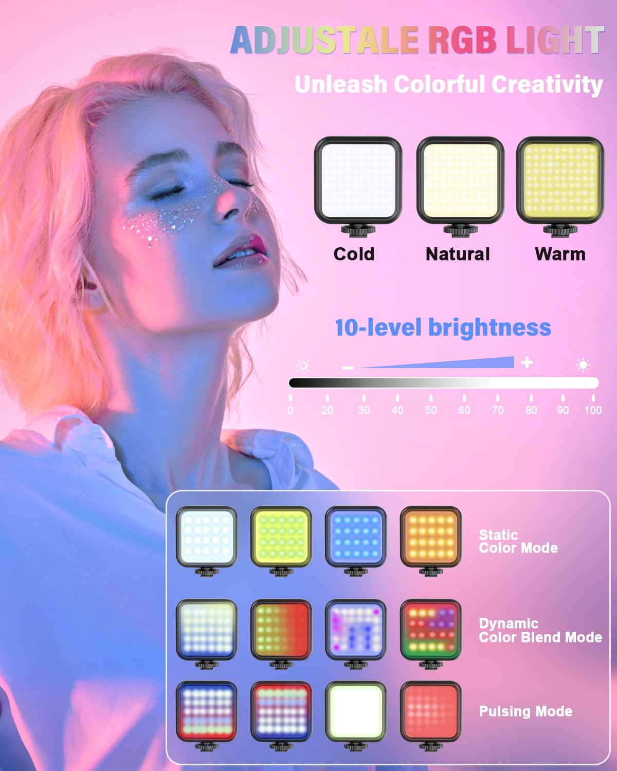 Kit per vlogging per iPhone/Android, YouTube Starter Kit con microfono wireless/treppiede per fotocamera/treppiede flessibile/luce di riempimento RGB, kit essenziali per la creazione di contenuti per