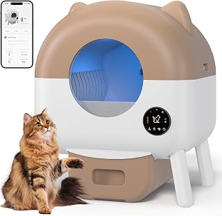 Self Cleaning Litter Box, Large Capacity Automatic Litter Box for Multiple Cat, App-Controlled with Odor Removal & Safety Protection (White)