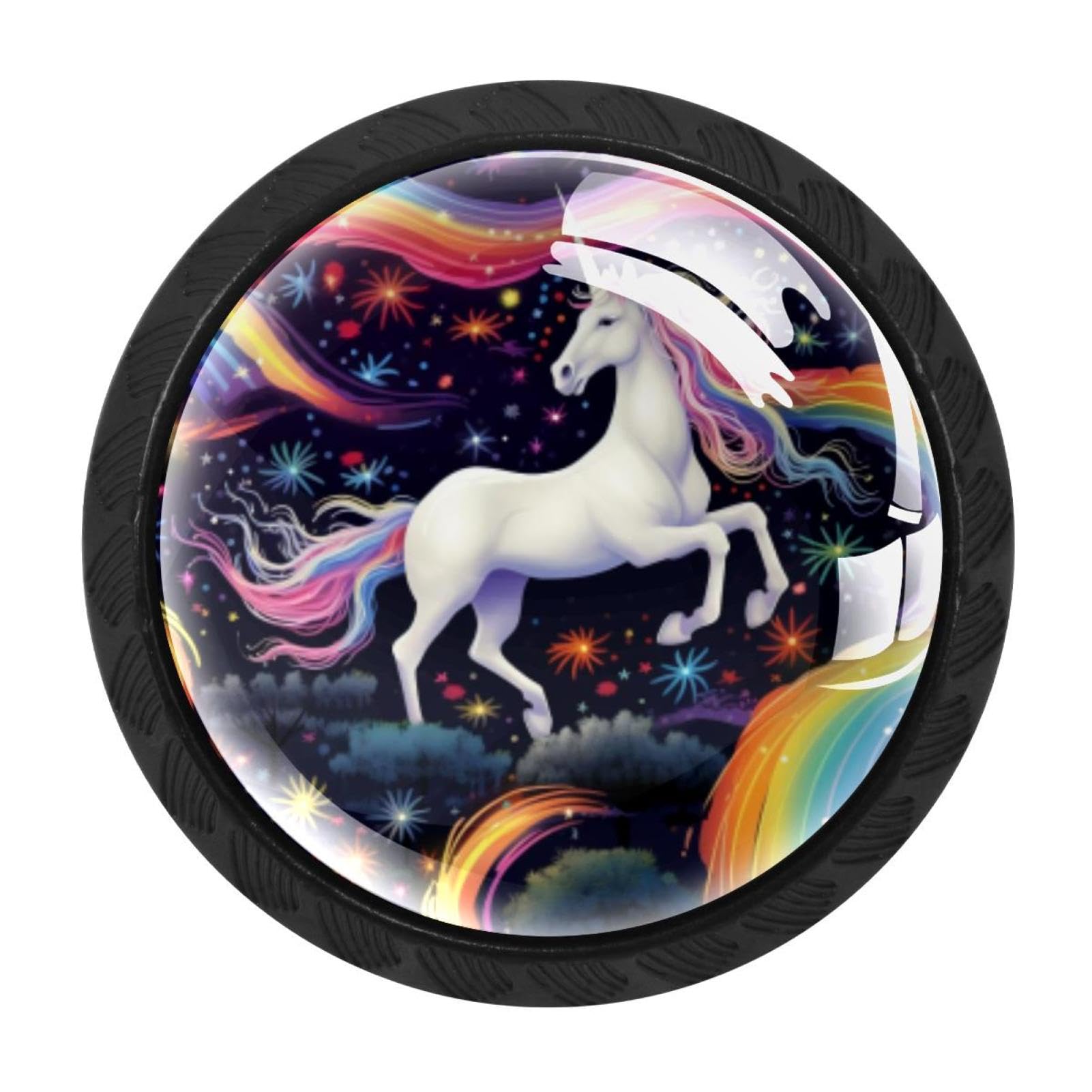 Chenzzzz Multicolored 01 Rainbow Unicorn Cabinet Knobs 4 Pieces Drawer Kitchen Cabinets Dresser Cupboard Wardrobe Unique Pulls Handles