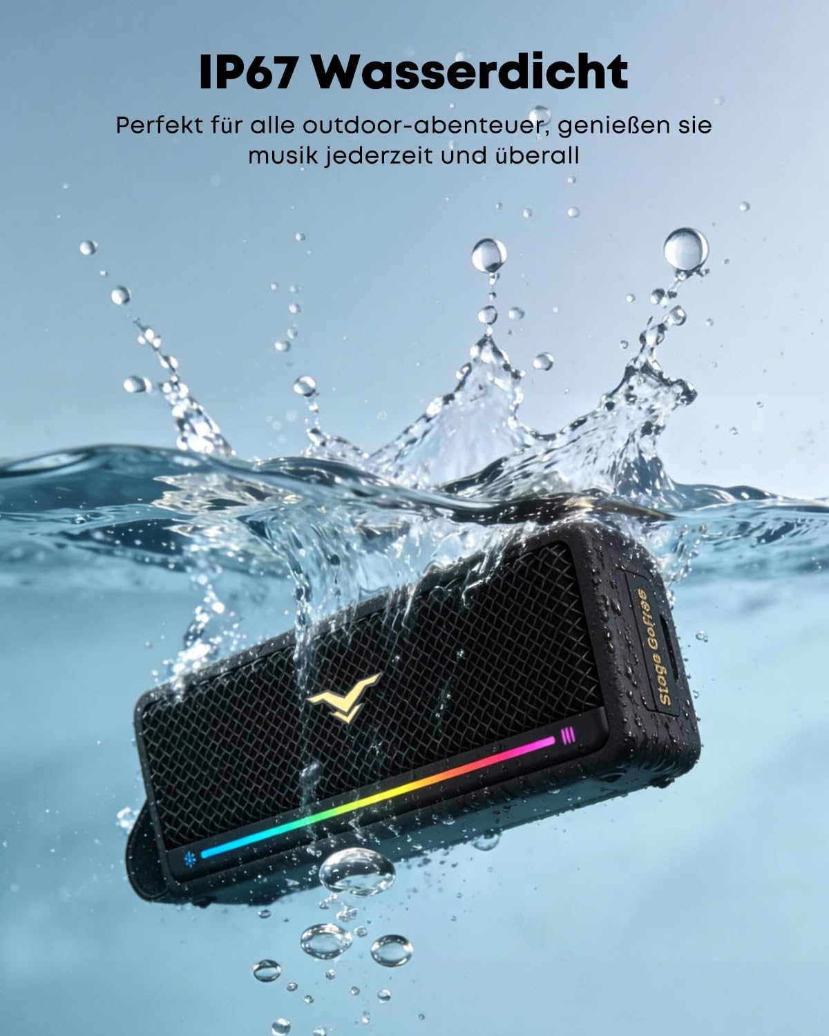 Bluetooth Lautsprecher 40W Max, IP67 Wasserdicht, AUX/USB-Verbindung, 12h | Satter Sound, TWS Paarung, Stabile Bluetooth, Tragbare Bluetooth Box für Outdoor/Party/Camping