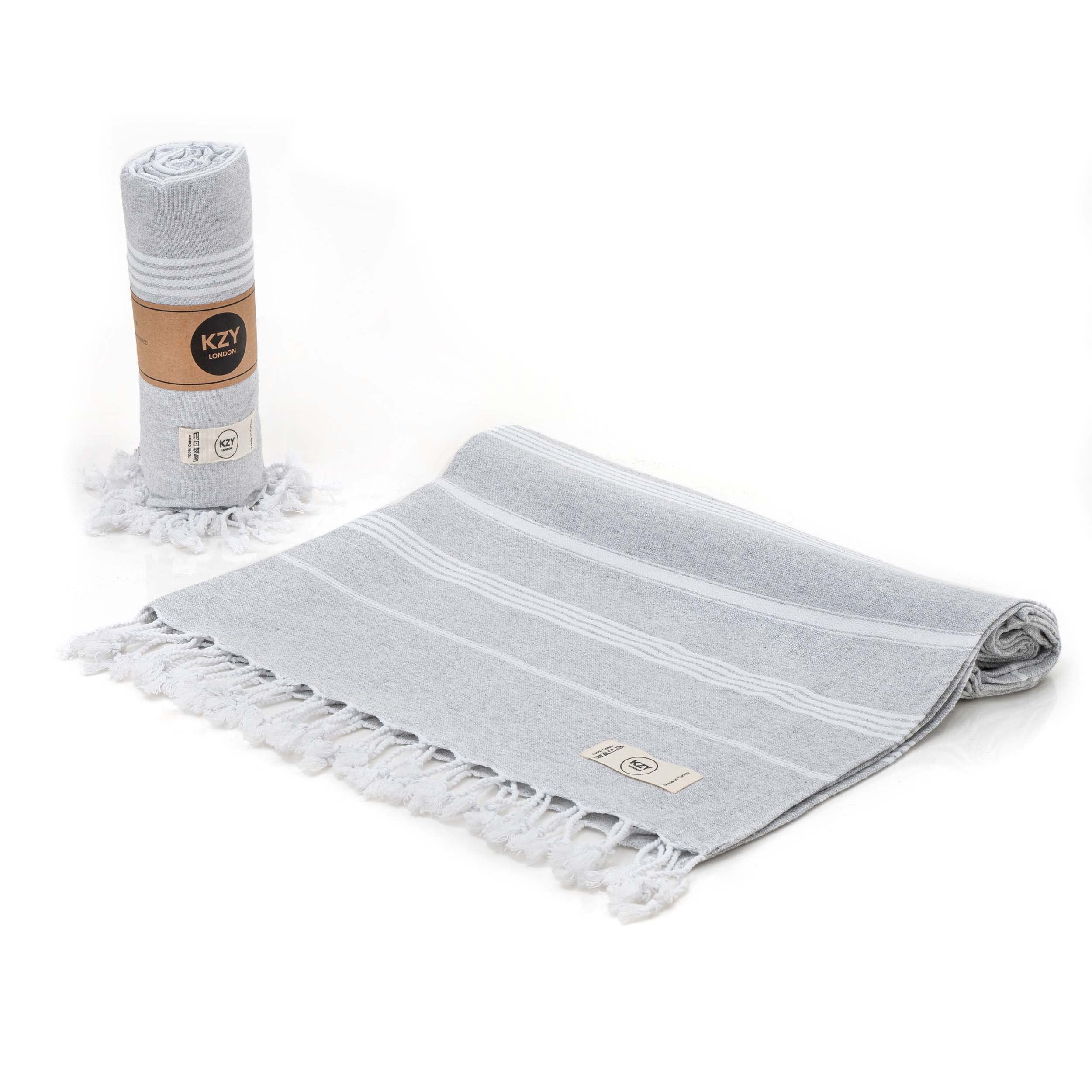 Turkish Beach Towel - Large Travel Towels for Camping, Swimming, Gym - Thin, Quick Dry, Absorbent, Lightweight, Cotton 90x180cm Hammam Towels for Adults (Grey)