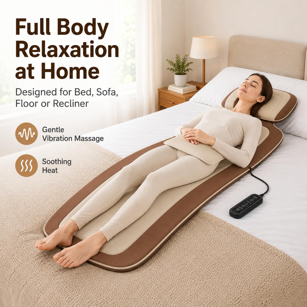 Alfombrilla de masaje de cuerpo completo con calor, masajeador de espalda para sillón reclinable con soporte lumbar, calefacción y vibración, almohadilla de silla de masaje para personas mayores