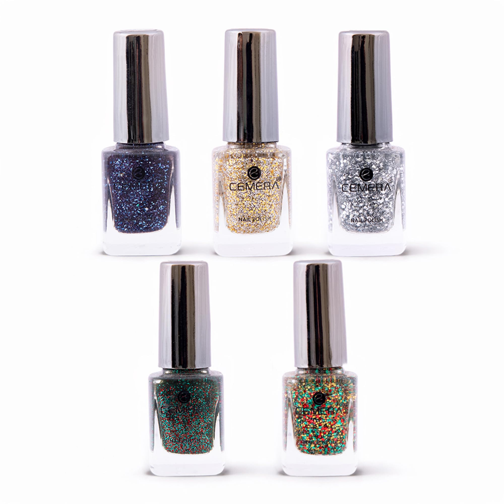 Nail Polish Pack of 5 – Glossy Finish, Quick Dry, Long Lasting Nail Paint Set for Women by CEMERA (Confetti Spark, Stardust, Nebula, Gilded Glow, Jade Dazzle – Nail Polish Combo)-image-24