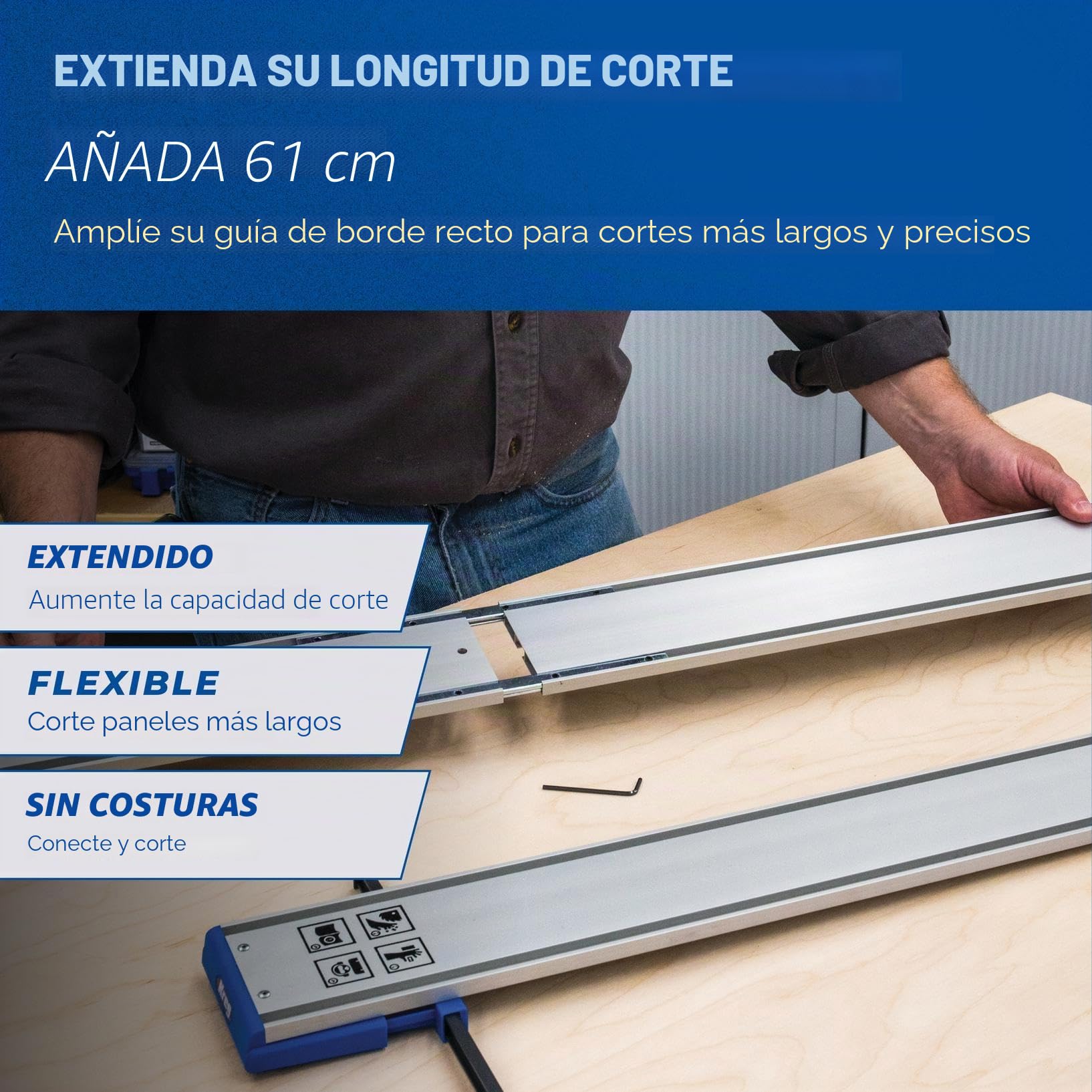 Kreg KMA4600 2' Heavy Duty Straight Edge Guide Extension Rail