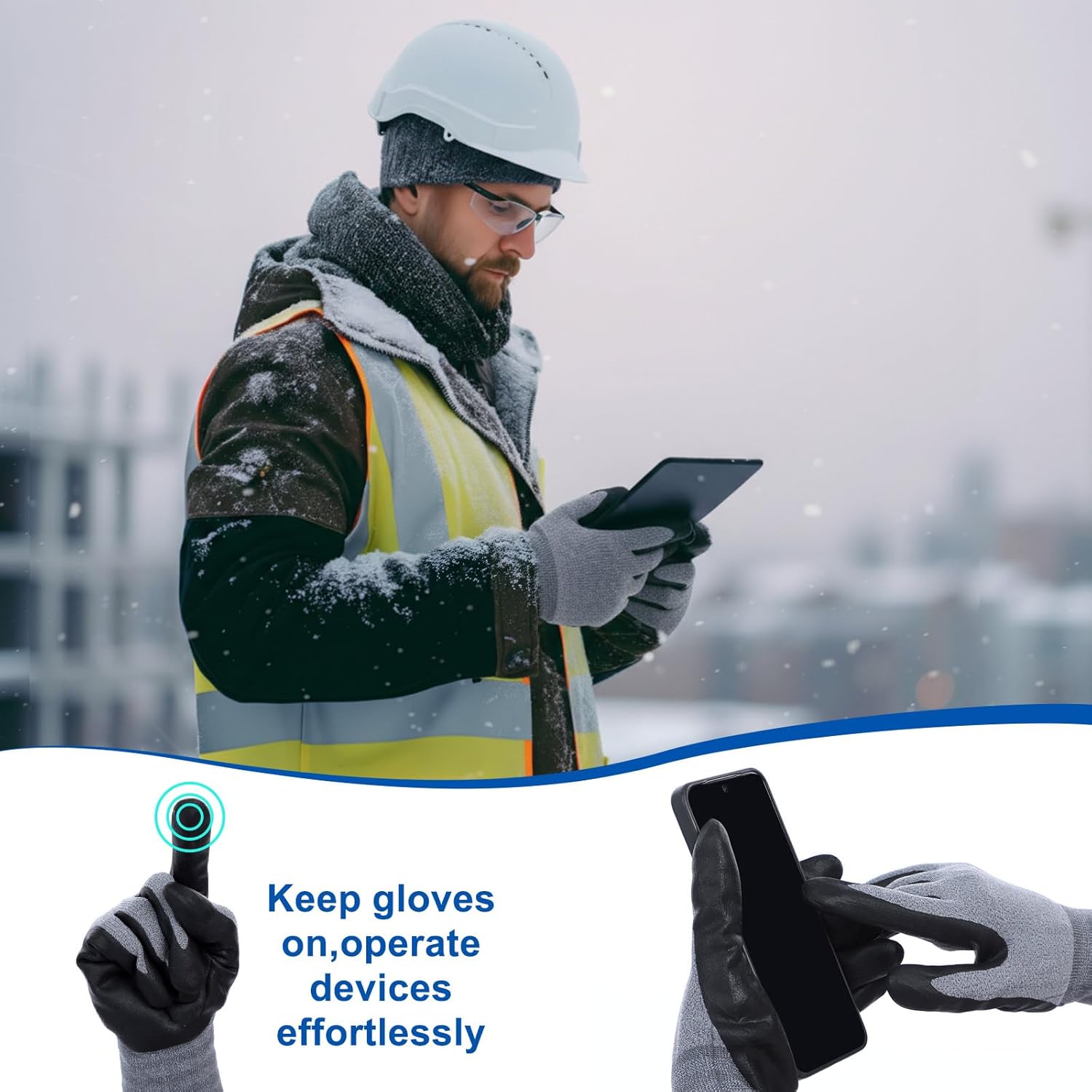 Vesici 6 Pairs Winter Work Touchscreen Gloves for Men Women Thermal Insulated Freezer Waterproof Gloves for Cold Snow Weather
