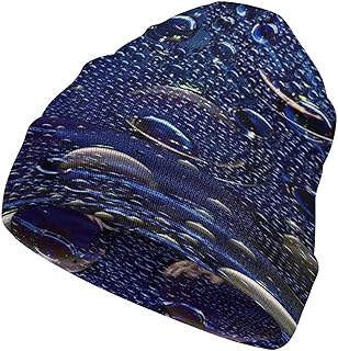 BAIKUTOUAN Gorro de invierno de punto con diseño de calavera, color azul claro, para hombres y mujeres, estampado completo