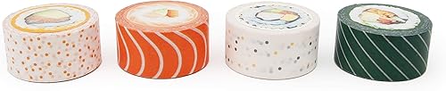 Miniatura 4 de SUCK UK Cinta de sushi  Cinta adhesiva decorativa de papel  Cinta adhesiva adhesiva novedosa  Juego de 4 cintas de calidad  Diseño peculiar y lindo