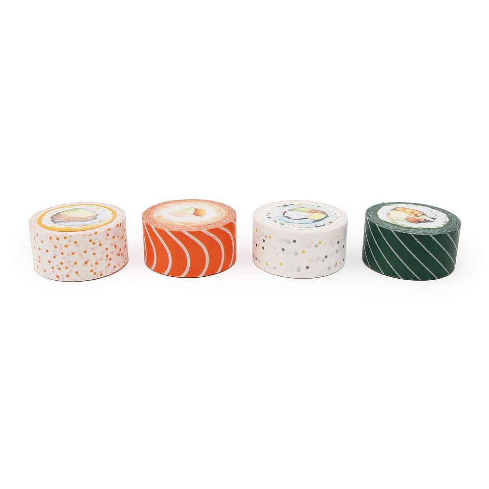 Suck UK Washi Tape - Sushi Masking Tape - Japanese Stationery - Scrapbook Supplies - Novelty Adhesive Tapes - Quirky Craft Supplies - Sushi Gifts - Decorative Paper Set - Japanese 10m Rolls - 4 Pack view 4