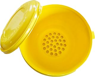 APSI Store Kernel Katcher Popcorn Bowl Set - Popcorn Sifter Shaker Kernel Catcher and Separator, Large and Reusable With Lid, Dishwasher Safe, Recycled Plastic with Handle Yellow