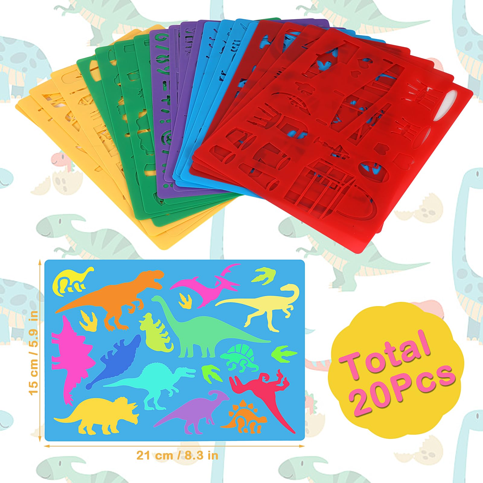 Stencil Per Pittura - 20 Pezzi Riutilizzabili - Per Bambini, Scrapbooking E Decorazione Fai Da Te - Foto 4