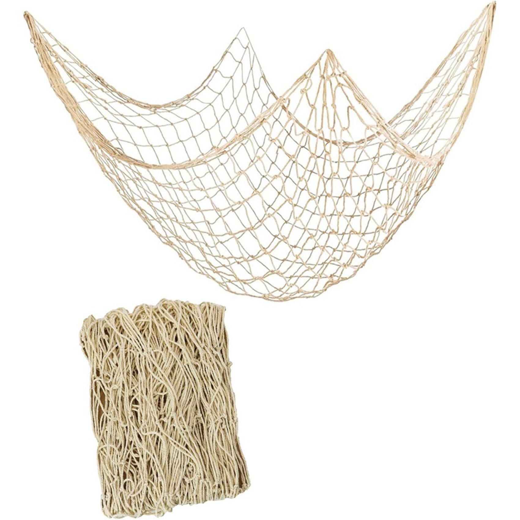 UDSKNV[KSL Ocean Themed Fish Net Decorations 2 PCS, 80 X 40 Inch Nautical Wall Hanging for Bedroom, Beach Party Decor Fishing Net