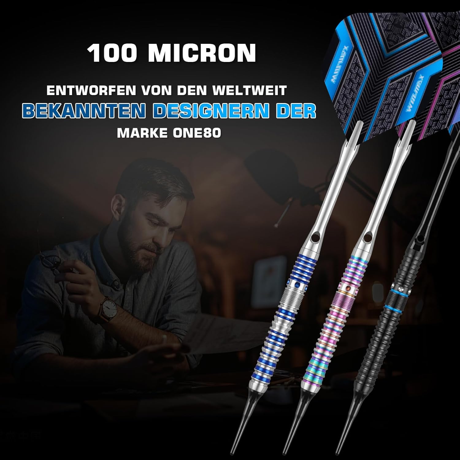 WIN.MAX Darts Soft Tip Set - 90% Tungsten Soft Tip Darts Set Professional 18 Grams Soft Darts Pro Dart Set with Extra 3 Flights