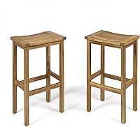 Christopher Knight Home Caribbean 30" Acacia Wood Outdoor Barstools, 2-Pc Set, Natural Stained - Patio Balcony Seating