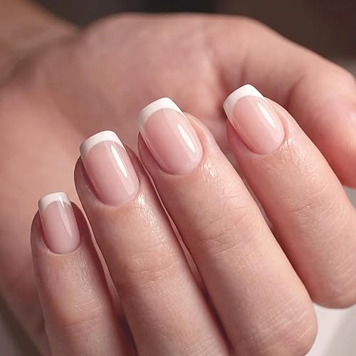 Artquee Classic French Tip Press on Nails Short Pink White