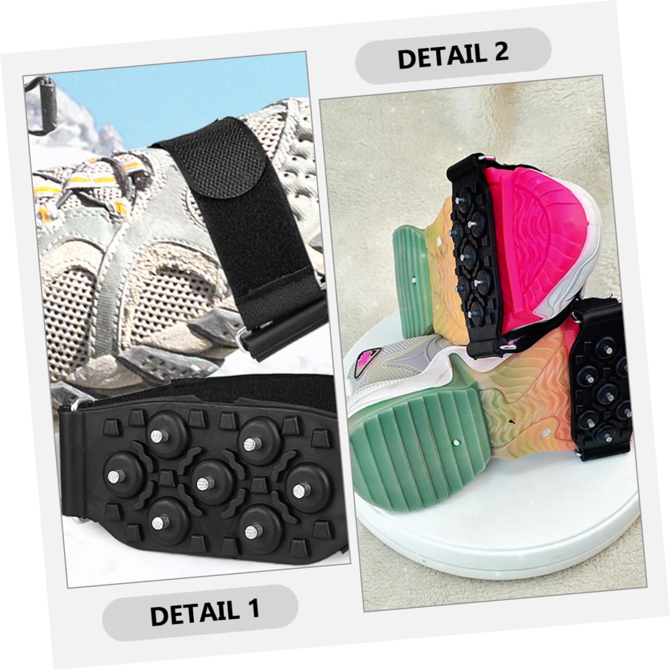 Toyvian Cramponi Antiscivolo per Scarpe Denti Regolabili Grip per Neve e Ghiaccio Design e Portatile per Donne e Adatti e Scarpe
