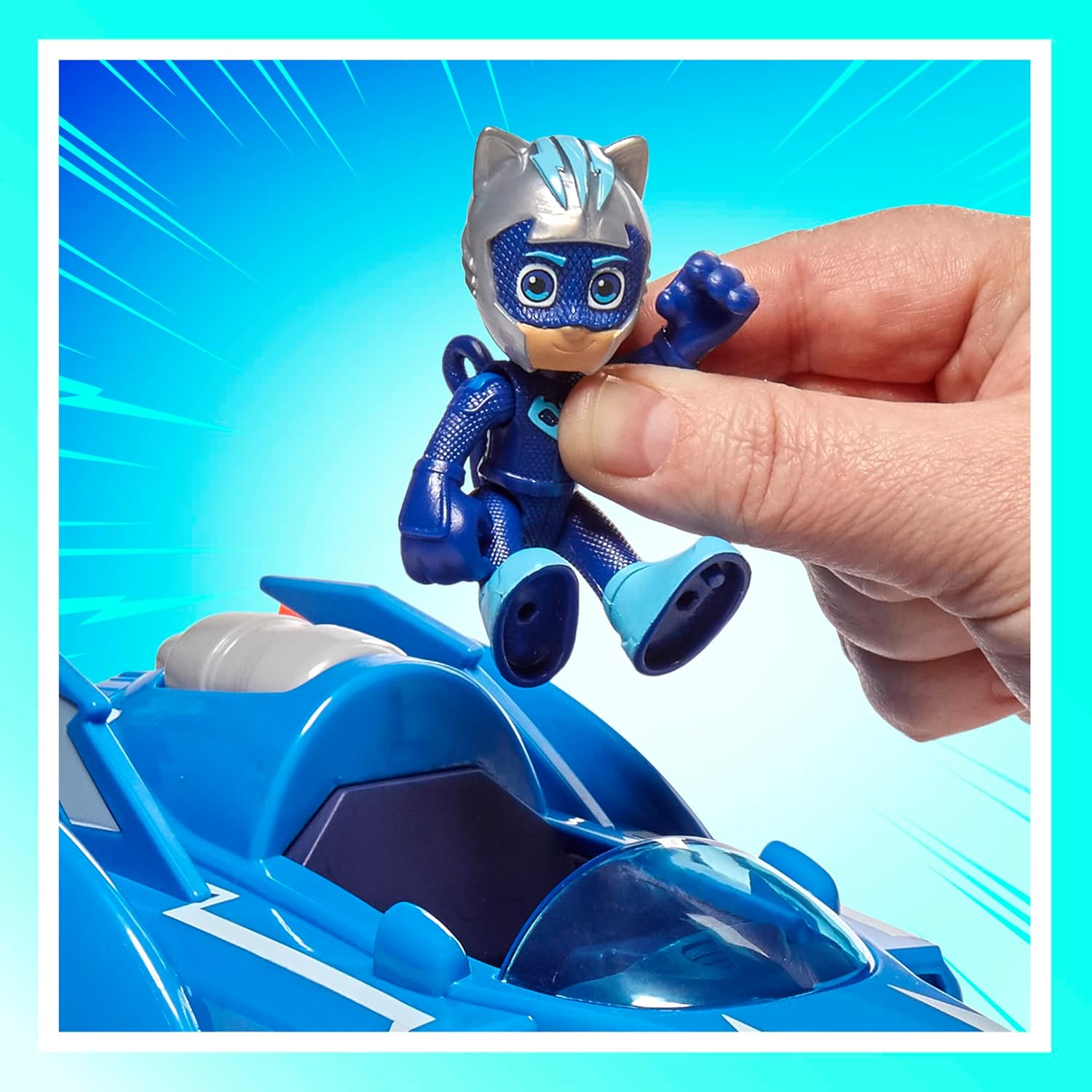 PJ Masks Power Heroes Cat Racer, Toy Car with Lights and Sounds, Preschool Toys for Boys and Girls 3 Years and Up