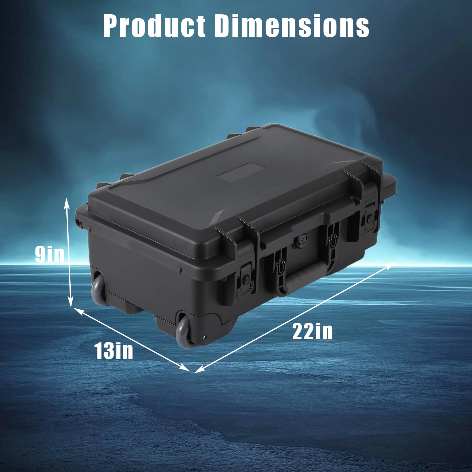 Garvee Valigia rigida impermeabile per fotocamera e drone - Divisori imbottiti e schiuma personalizzabile - Custodia antiurto per elettronica e obiettivi - 56x36x23cm - Colore nero