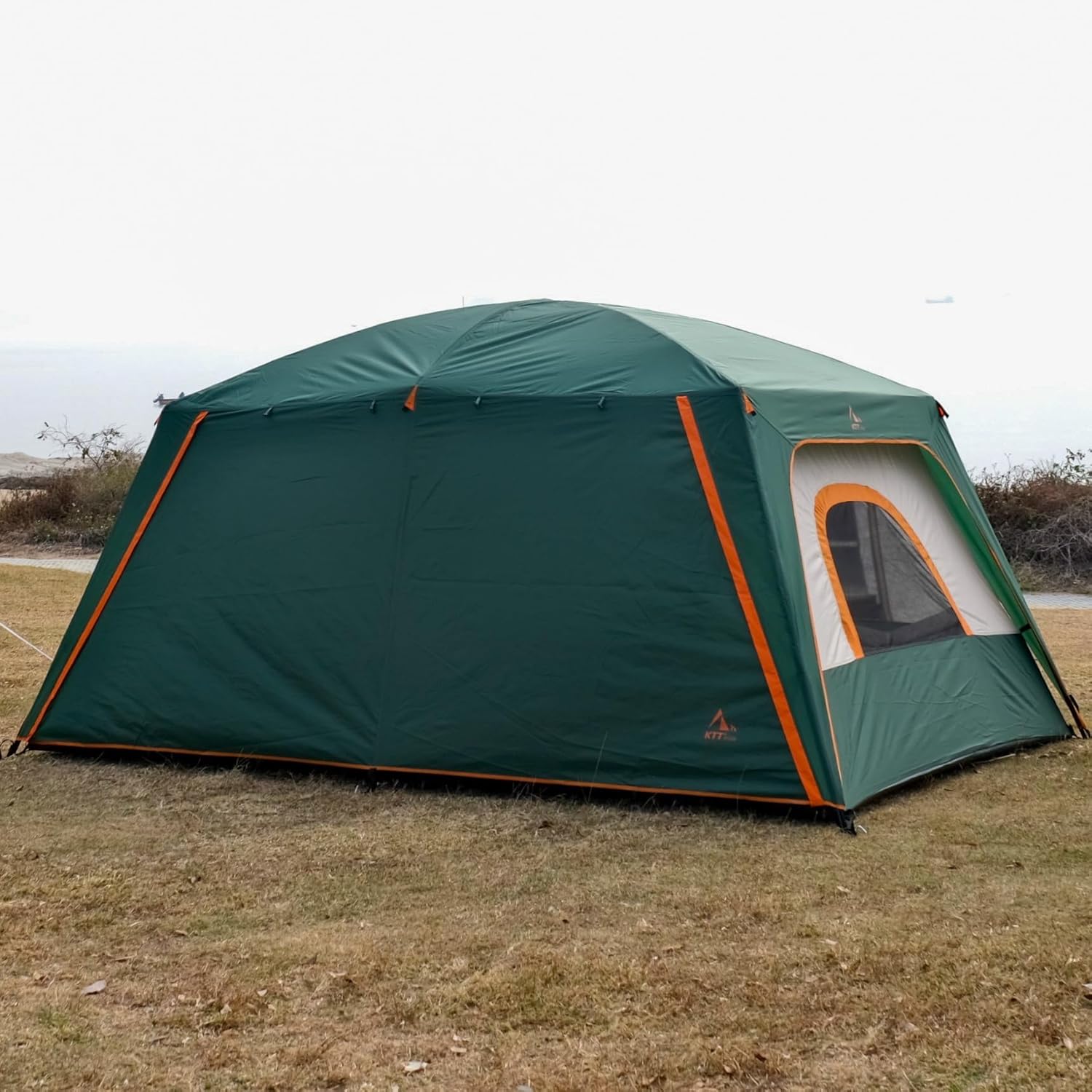 KTT Large Tent 6-8-10-12 Person,Family Cabin Tents,2 Rooms,2 Doors and 4 Windows with Mesh,Straight Wall,Waterproof,Double Layer,Big Tents for Outdoor,Picnic,Camping,Family Gathering