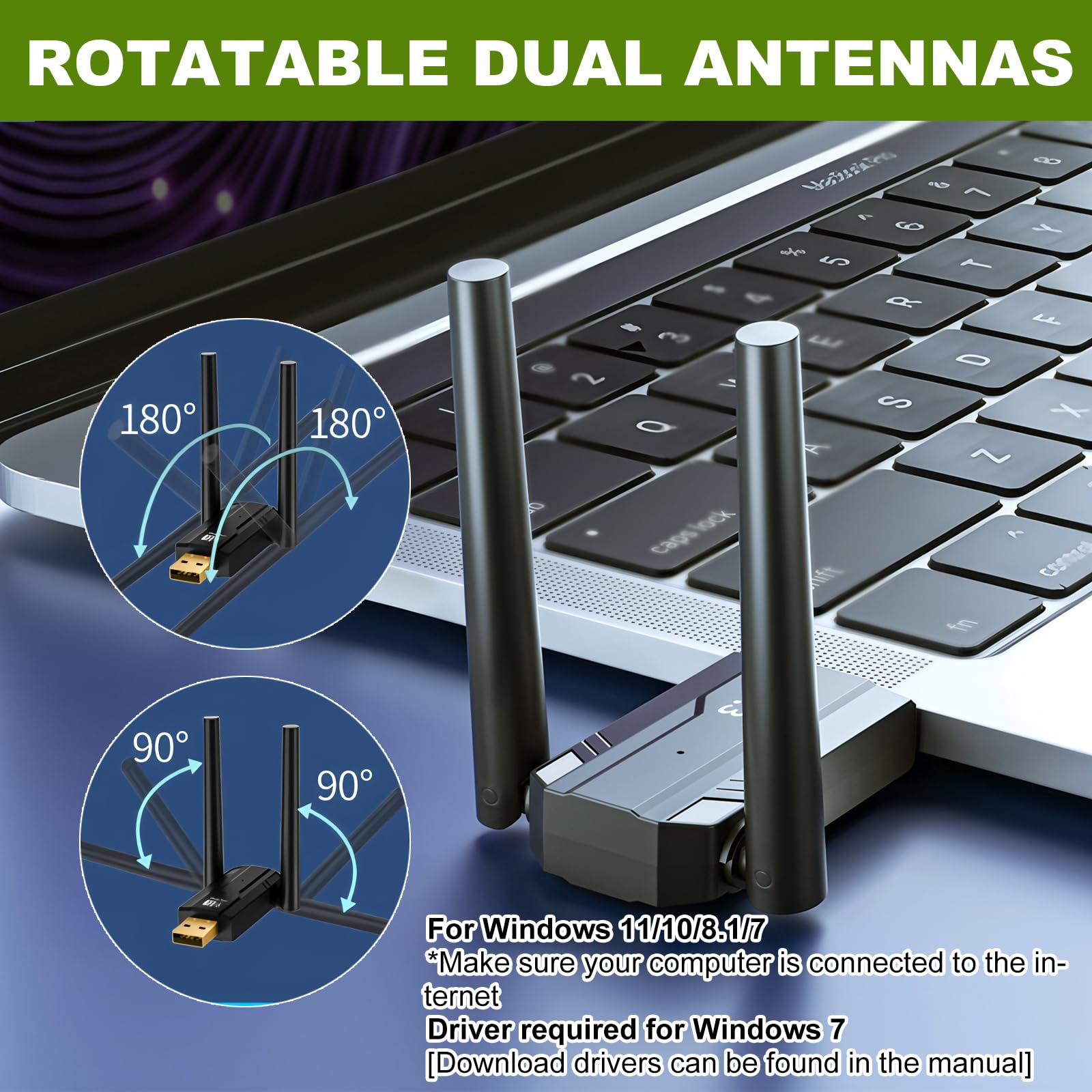 Dongle USB Bluetooth 5.4 pour PC, 150M Clé Bluetooth Plug and Play Windows 11 10 8.1 7