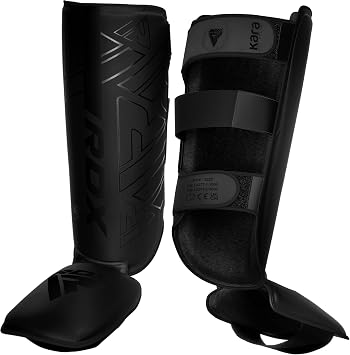 RDX Shin Guards for Kickboxing, Muay Thai, MMA and Training Pads, Maya Hide Leather KARA Instep Foam Protection, Leg Foot Protector for Martial Arts, Sparring, BJJ and Boxing Gear
