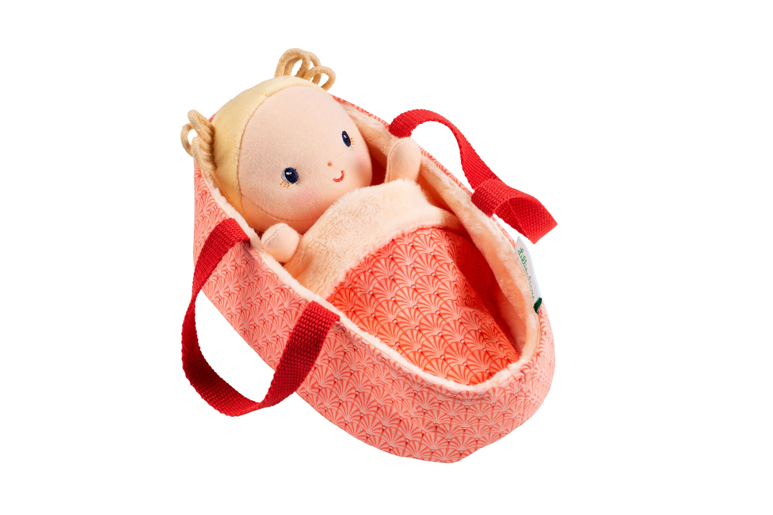 Lilliputiens - Baby Anais with Carrycot - Fabric Baby Doll with Accessories - Stimulates Fine Motor Skills, Empathy, and Imagination - Realistic 22cm Educational Doll for Children from 12 Months-83131