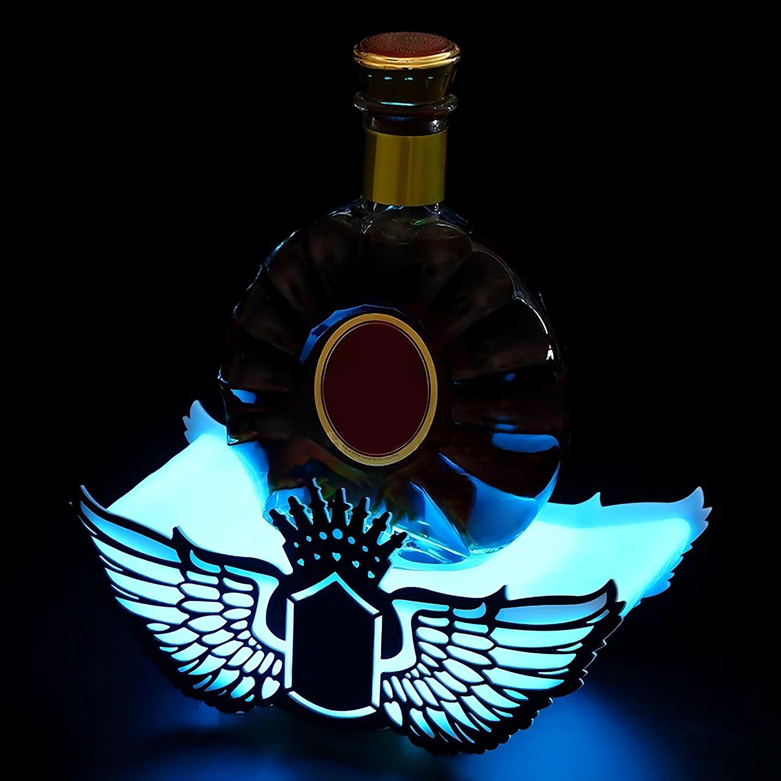 LED Lighted Liquor Bottle Display Shelf Acrylic Glowing Wine Rack 110V-220V Champagne Bottle Display Stand for Bars, Nightclubs, Restaurants, Parties, Weddings(Multi-colored)