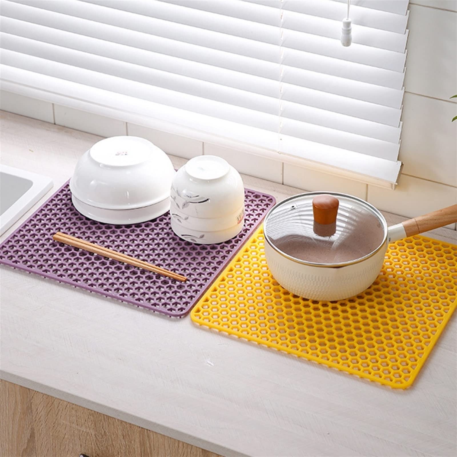 Protectores de Lavabo de Cocina de Silicona, Protector de Silicona for Fregadero, Alfombrilla for secar Platos, mostrador, 30,5x30,5x0,9cm