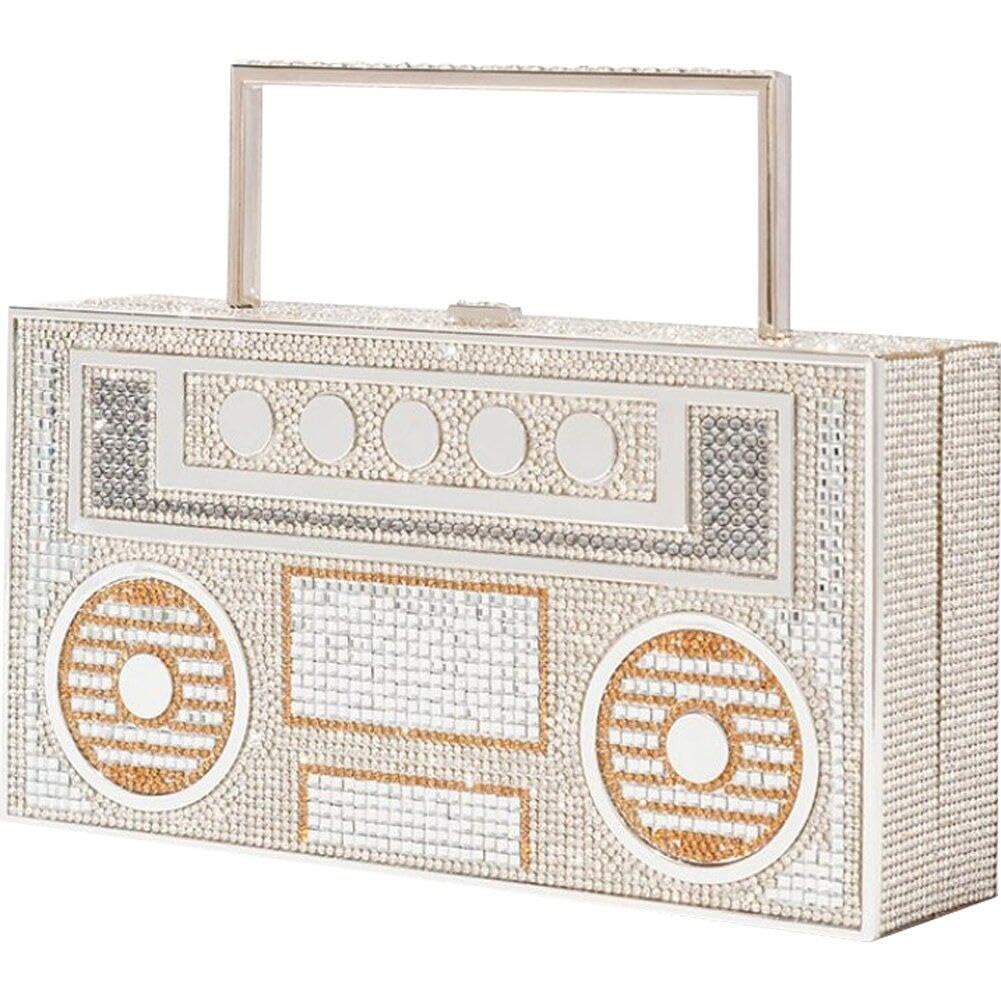 Sac à main radio en strass rétro pour soirée de prestige