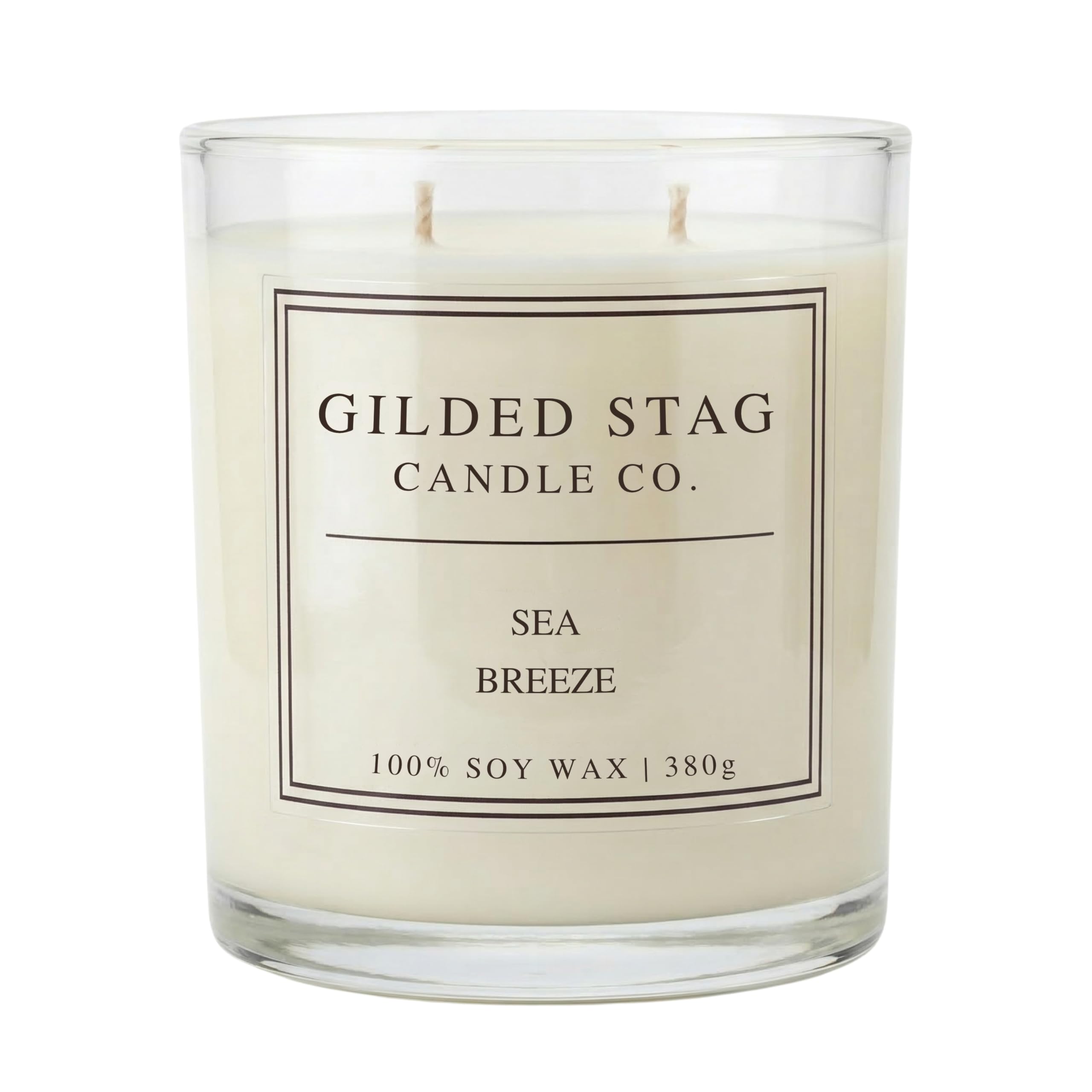 Gilded Stag Scented Candle - Sea Breeze - Large 2 Wick Soy Wax Candle - Luxury Home Décor Fragrance & Gifts for Women - 50 Hours Burn, 50cl Glass Jar