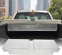 Vista 7 de Gull Wing Crossover Truck Tool Box, 70"X20"X13" Aluminum Pickup Truck Bed Waterproof Tool Box Trailer Storage Organizer w/Lock & Key, Silver