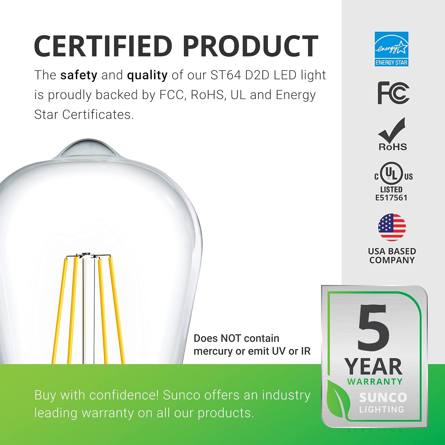 Flаѕh Sаlе Sunco Lighting Dusk to Dawn Light Bulbs LED Edison 3000K Warm White, 7W Equivalent 60W, Vintage Styled ST64 Extra Bright Automatic Bulb, 800 LM, E26 Base, Light Sensing Outdoor UL, Energy Star 4 Pack