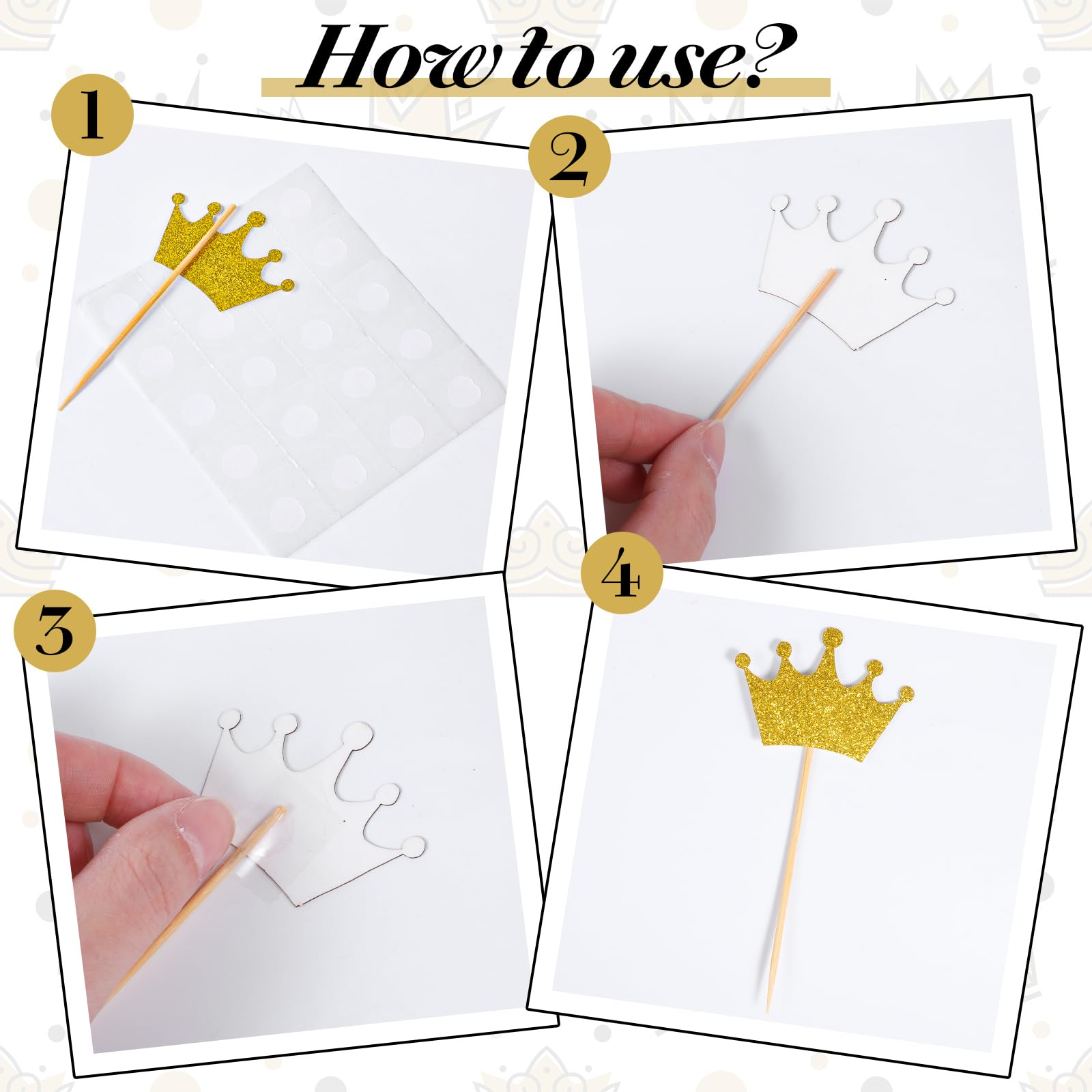 30 PCS Gold Crown Cupcake Toppers - Princess Party Decorations - View #13