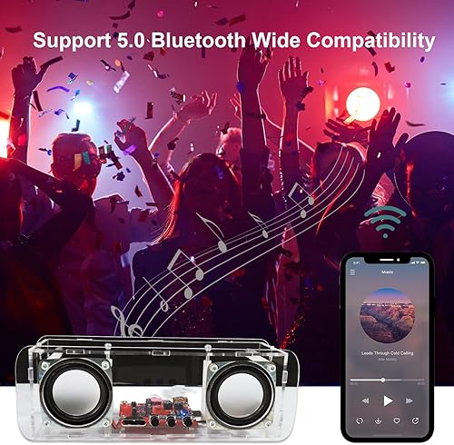 Miniatura 5 de GeekLJT Kit de soldadura de altavoz compatible con Bluetooth, kit electrónico de bricolaje de amplificador estéreo, kit de altavoces para proyectos