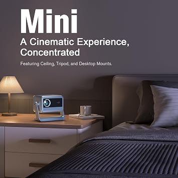 [4000 ANSI & Now with Netflix] 4K Projector with WiFi and Bluetooth for Display Booths, Auto Focus Keystone Smart Projector , Voplls Mini Projector with Adjustable Stand for Home Bedroom (Silver Grey)