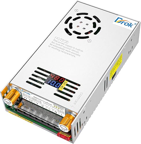 Vista 21 de DROK Fuente de alimentación de 12 V, CA 110 V 220 V a CC 0-12 V 0-40 A 480 W, adaptador ajustable de amplificador de voltios regulado 5 V 9 V 12