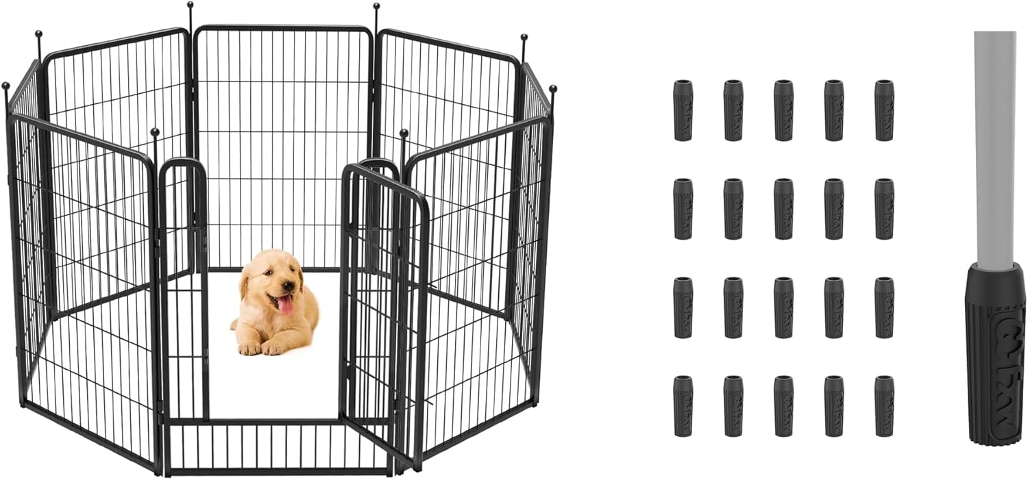 FXW 40 inch 8 Panels Rollick Dog Playpen & FXW Floor Protectors, 20PCS