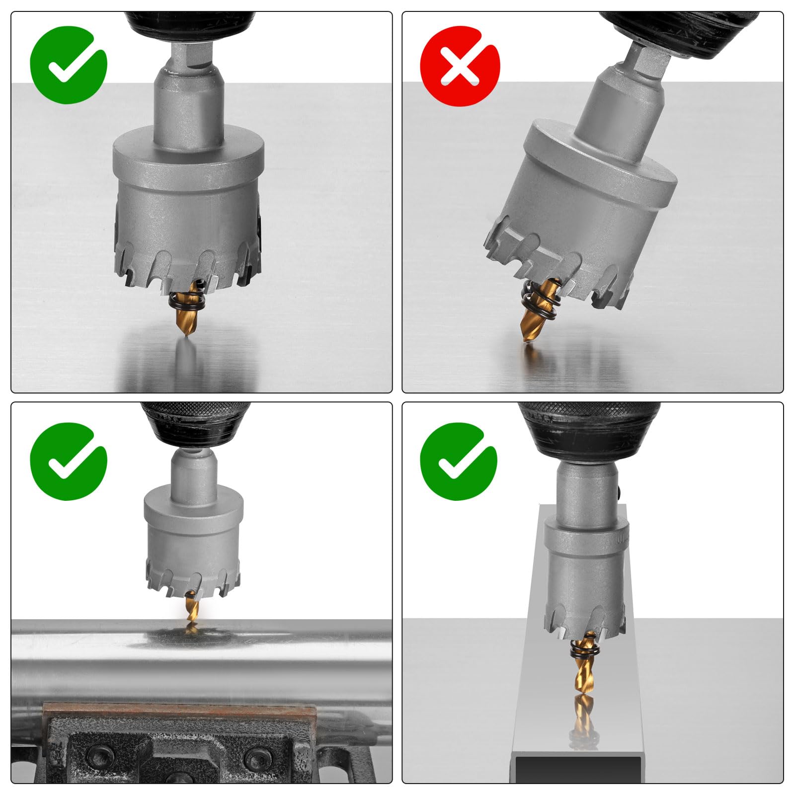 WORKEASE Kit seghe a tazza TCT 16 pezzi 5/8"-2"-1/4", set frese a tazza per acciaio inossidabile, ferro, rame, ottone