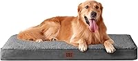 EHEYCIGA Orthopedic XL Dog Bed 41x27 Grey - Egg Crate Foam, Washable Cover for Large Dogs & Crates
