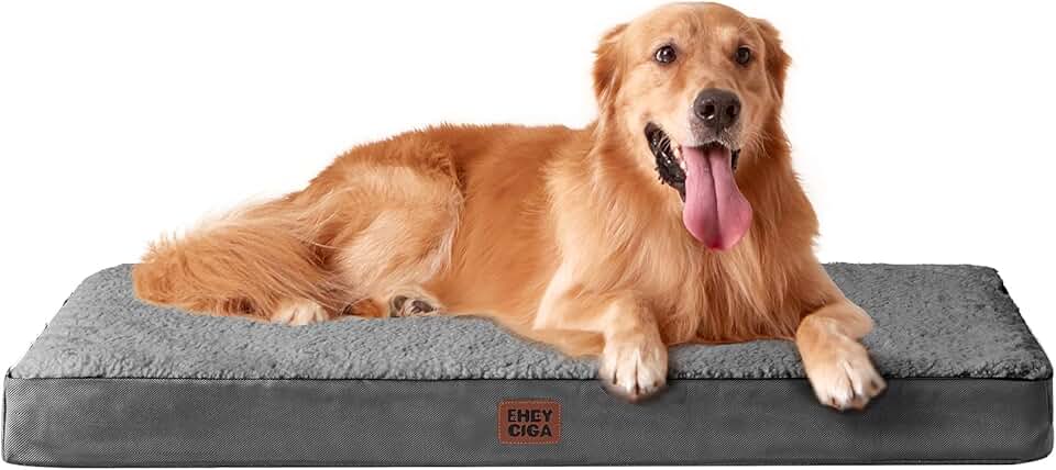 EHEYCIGA Orthopedic XL Dog Beds for Extra Large Dogs with Removable Washable Cover for Crate, Grey, 41x27 OEKO-TEX STANDARD 100