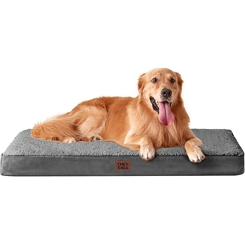 EHEYCIGA Orthopedic XXL Dog Beds for Jumbo Dogs with Removable Washable Cover for Crate, Grey, 47x29