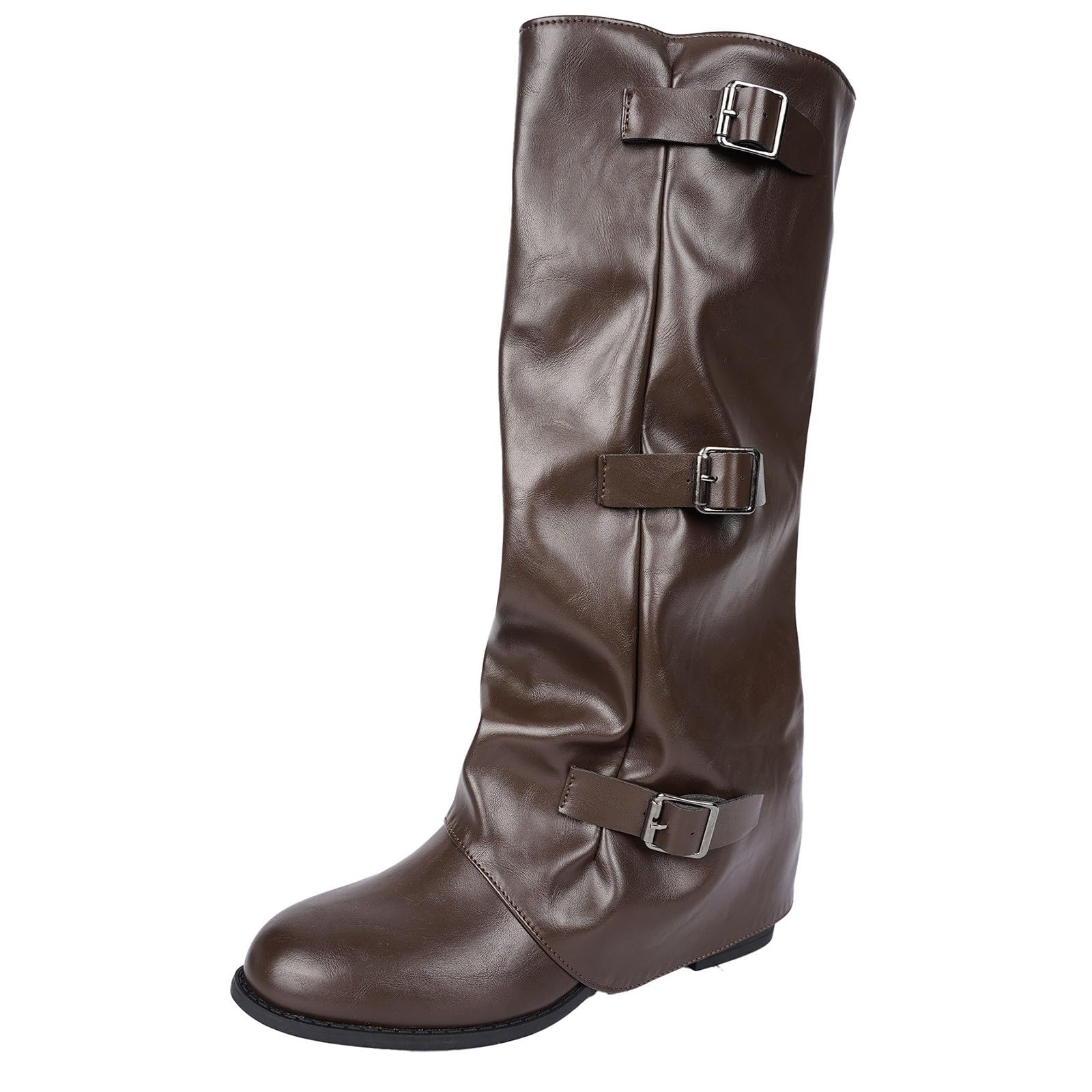 Botas por Encima de la Rodilla Botas de Media caña con tacón Grueso, Tira en el Tobillo, cómodas y fáciles Poner. Calzado otoño/Invierno.